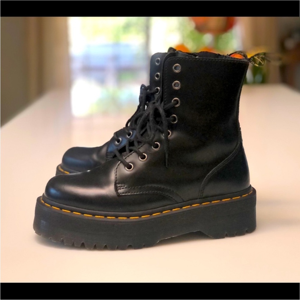 Black Leather Platform Boots